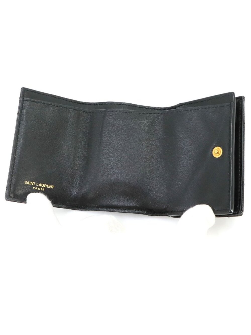Saint Laurent Cassandra Origami Tiny Wallet Trifold Leather Black - Picture 5 of 8